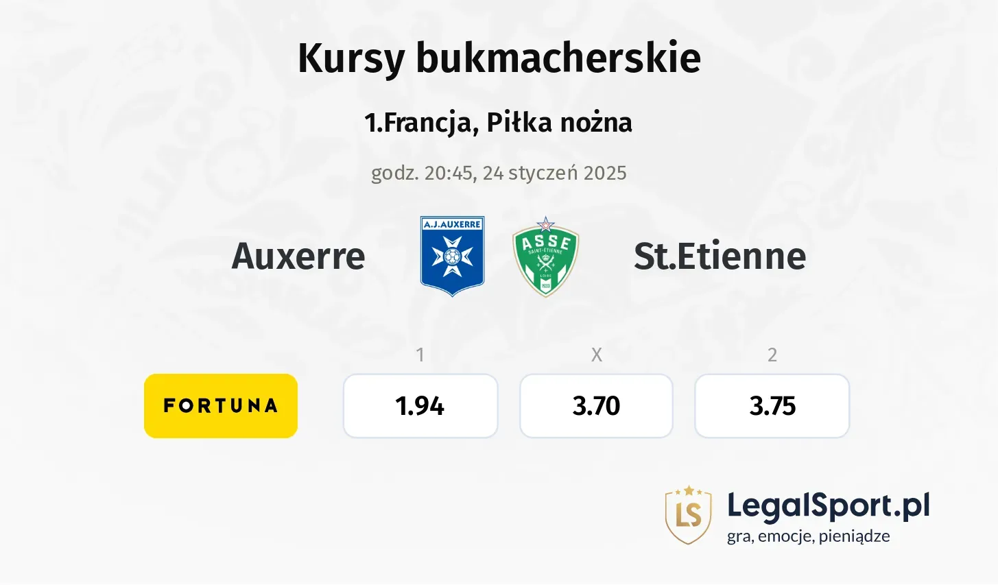 Auxerre - St.Etienne typy, kursy