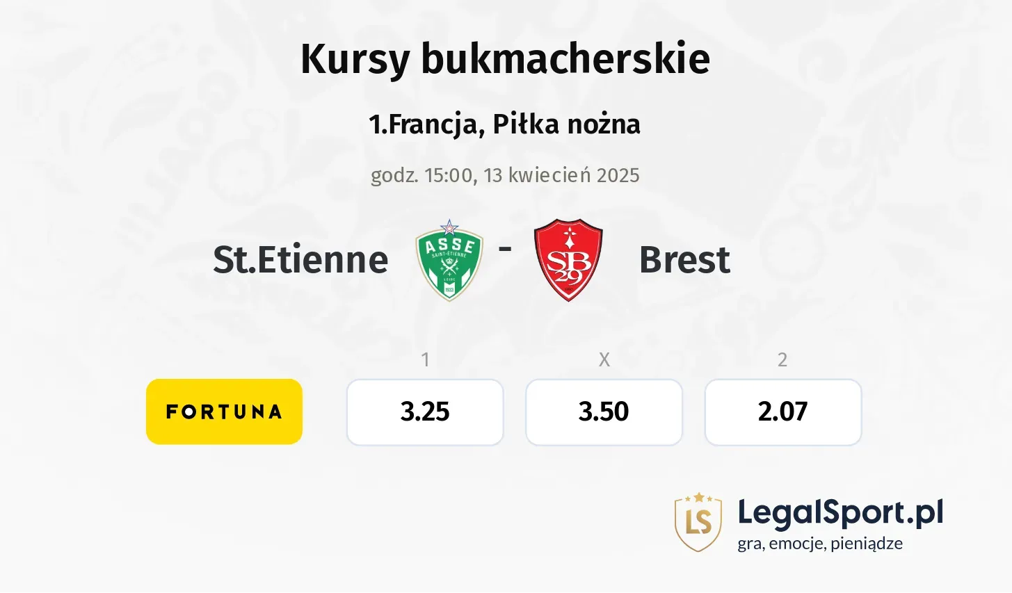 St.Etienne - Brest typy, kursy
