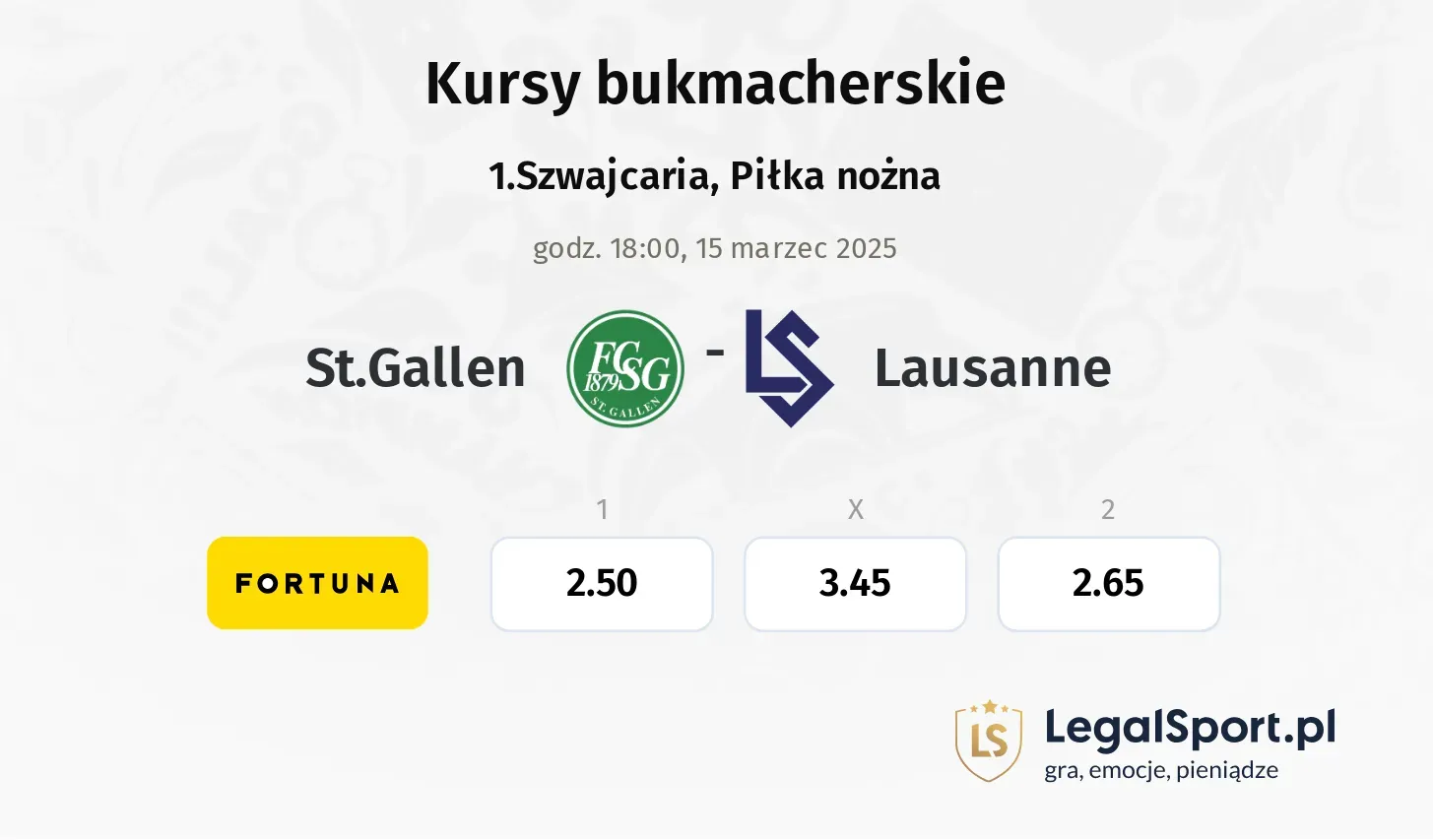 St.Gallen - Lausanne typy, kursy