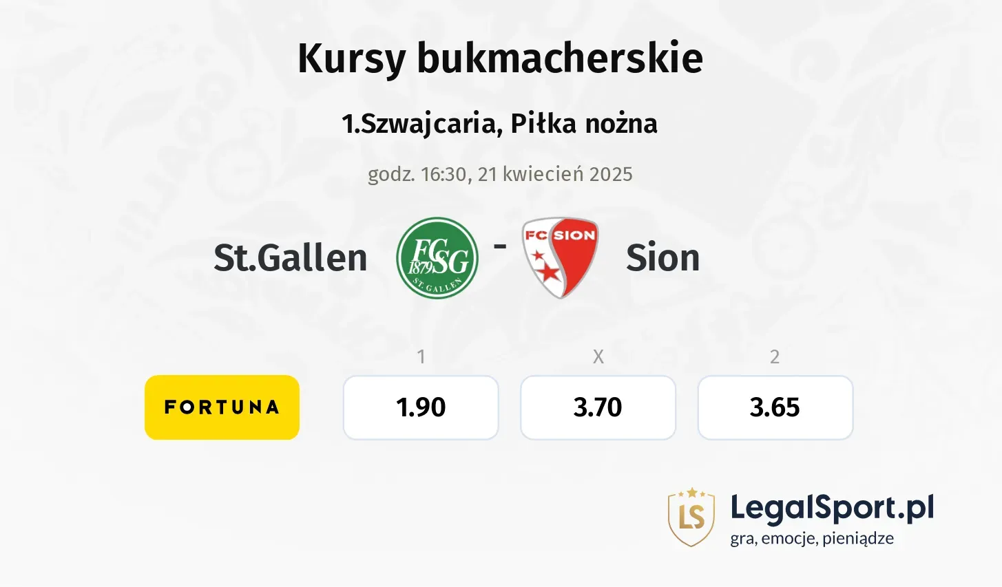 St.Gallen - Sion typy, kursy