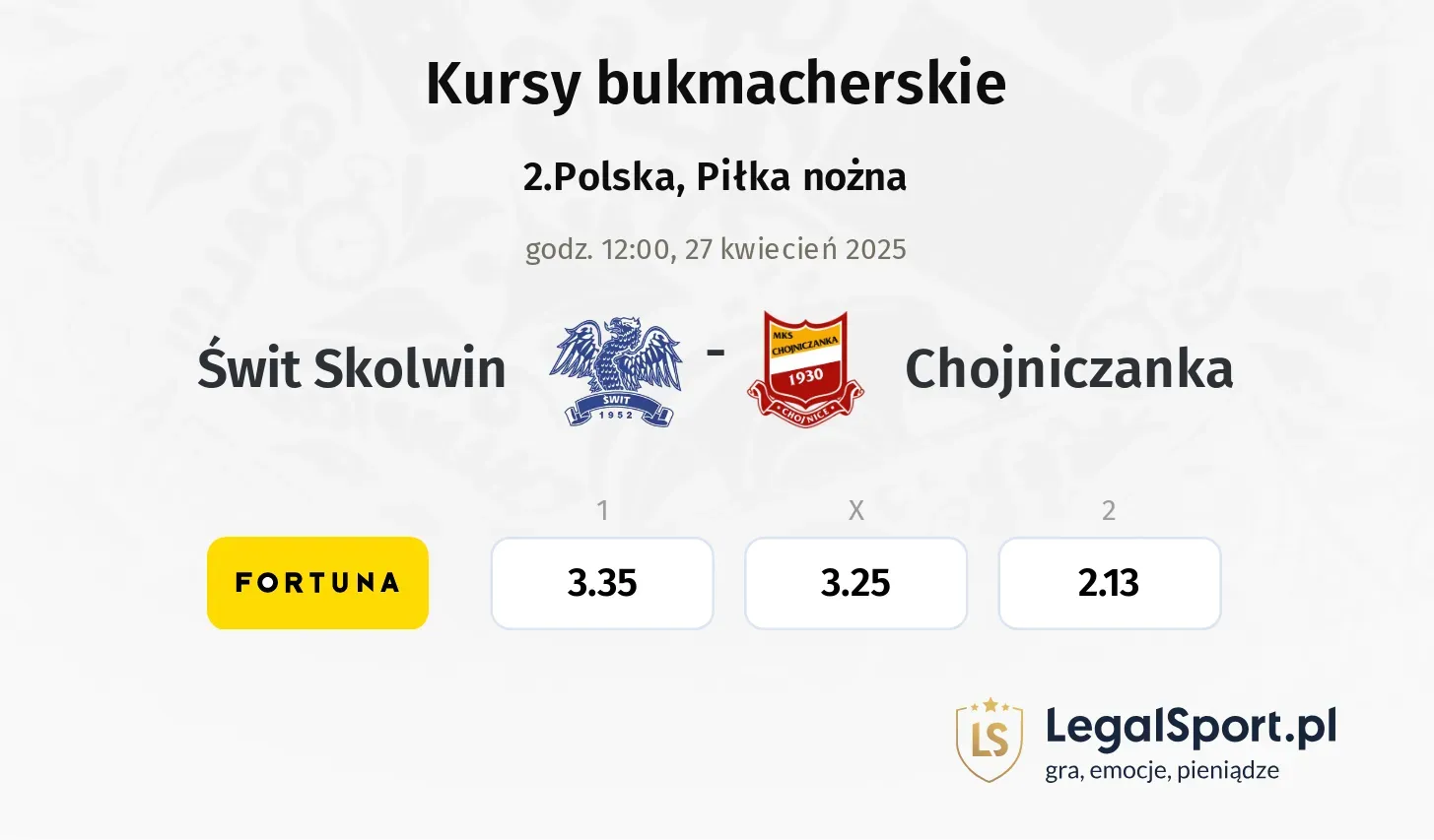 Świt Skolwin - Chojniczanka typy, kursy