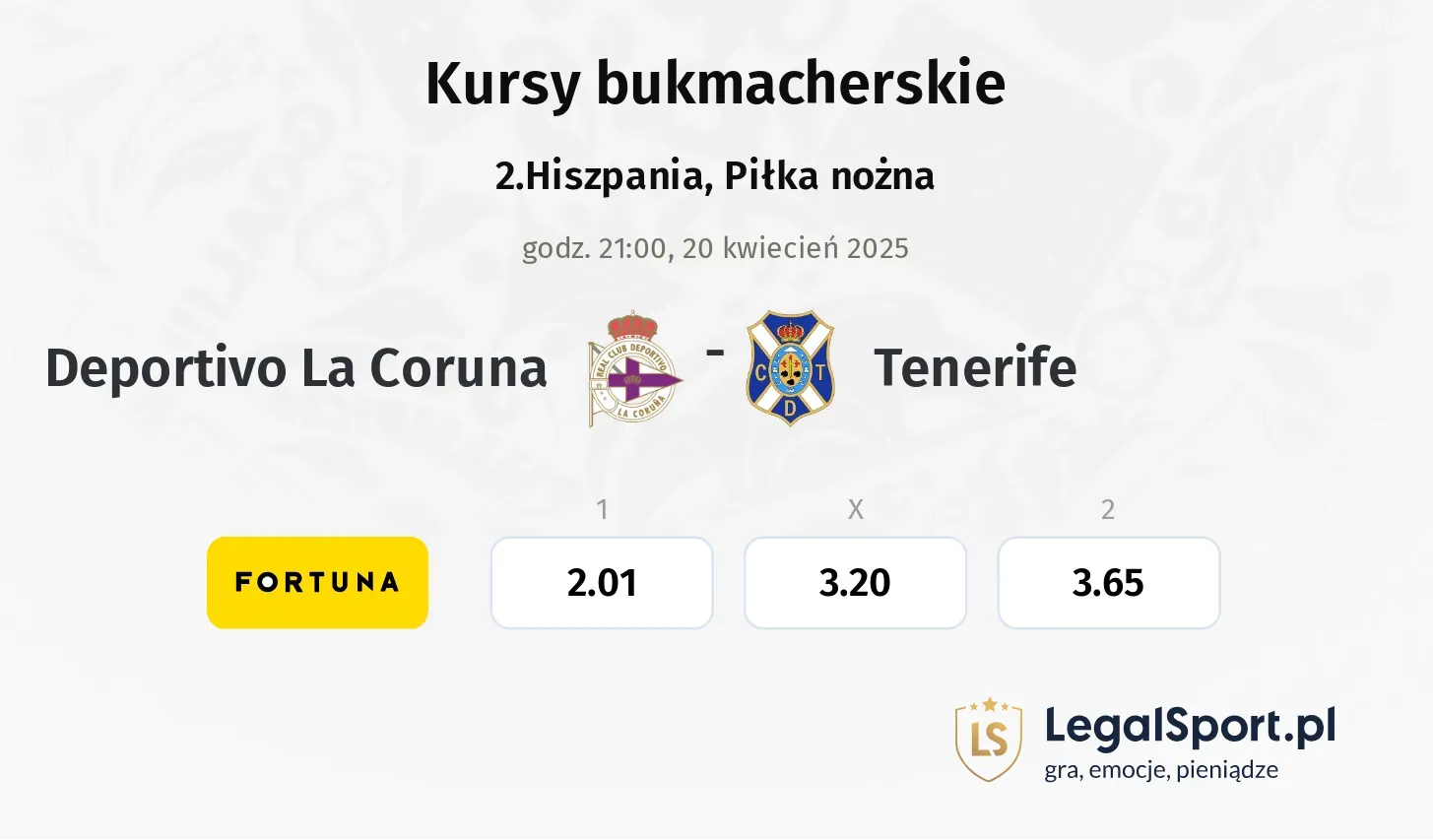 Deportivo La Coruna - Tenerife typy, kursy