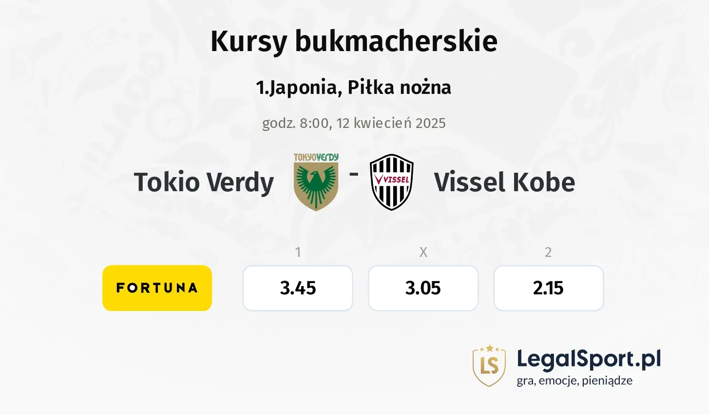 Tokio Verdy - Vissel Kobe typy, kursy