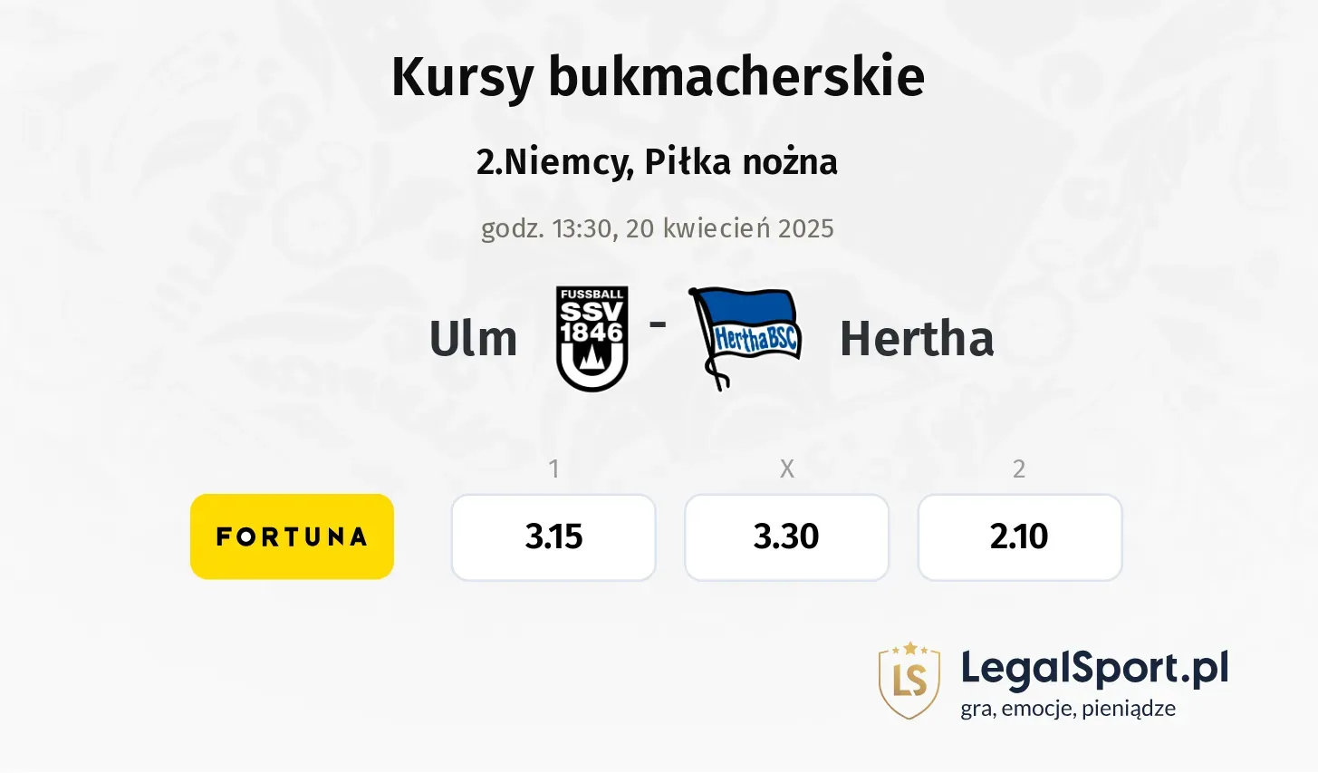 Ulm - Hertha typy, kursy