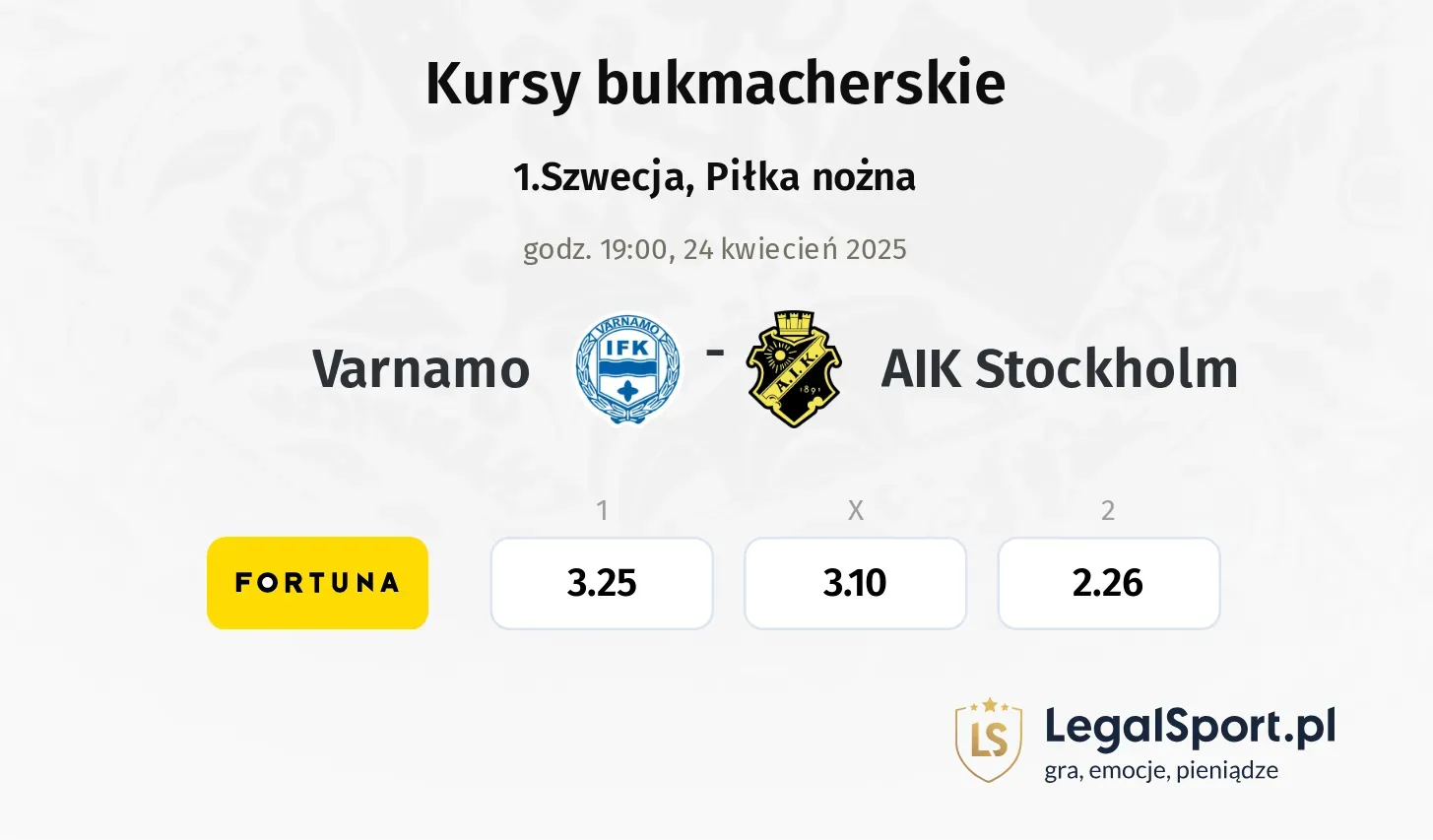 Varnamo - AIK Stockholm typy, kursy