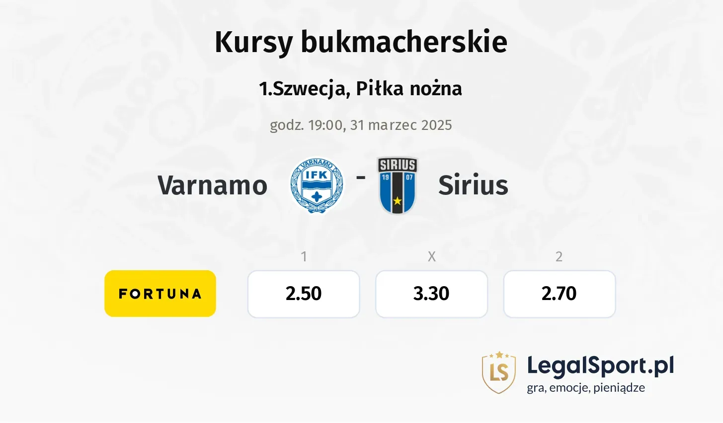 Varnamo - Sirius typy, kursy