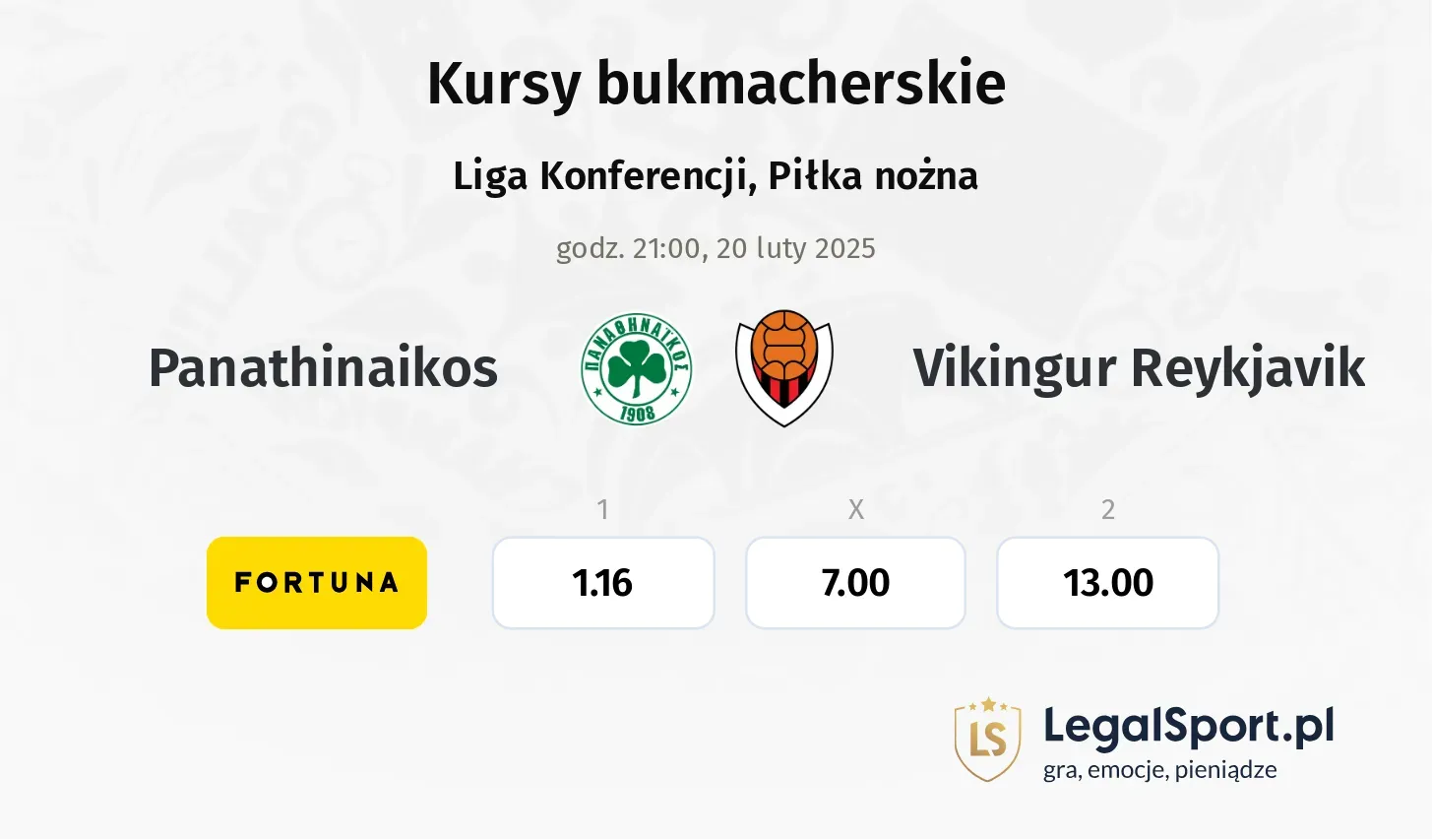 Panathinaikos - Vikingur Reykjavik typy, kursy