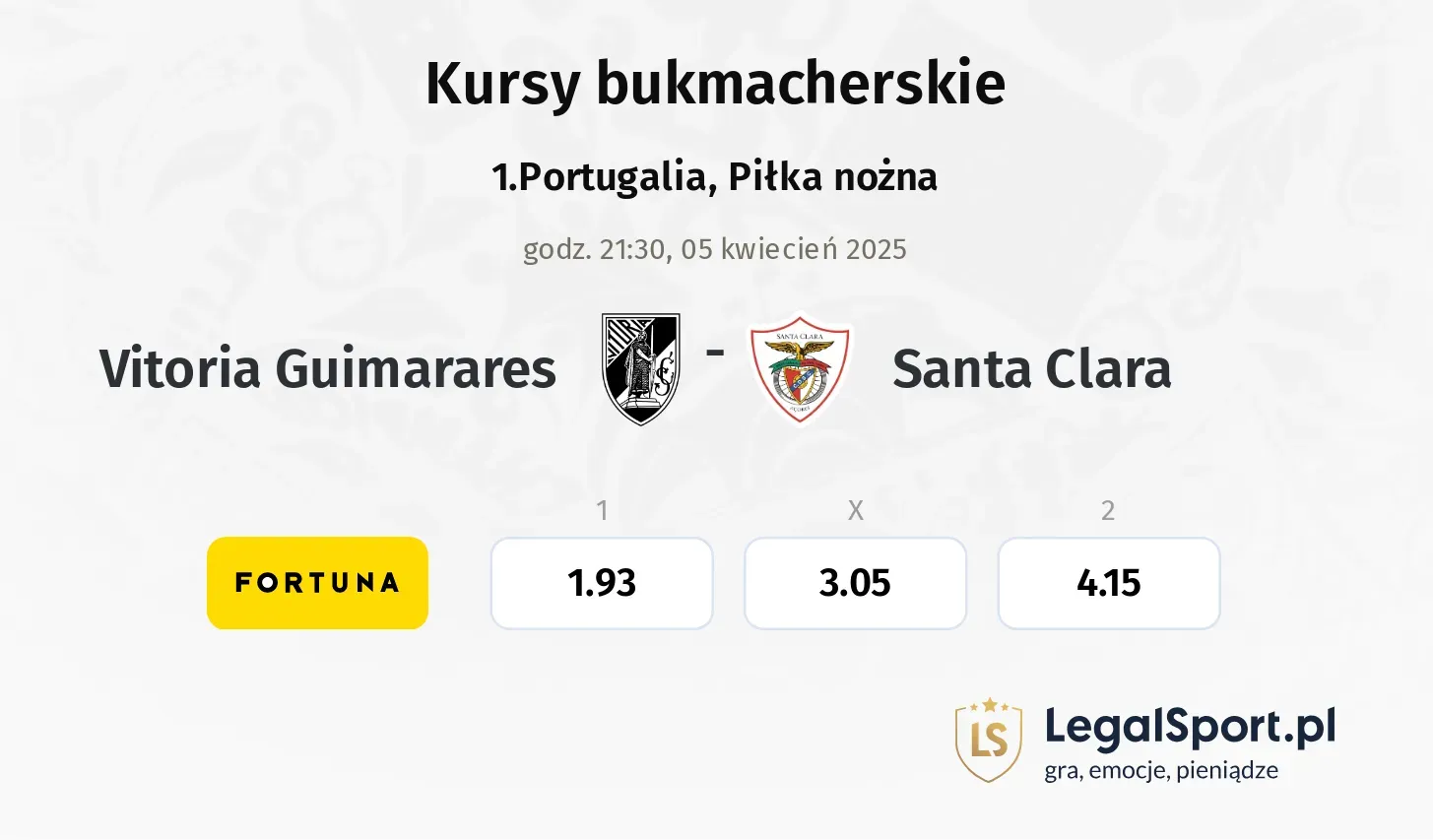Vitoria Guimarares - Santa Clara typy, kursy