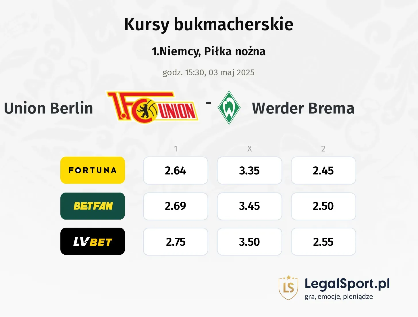 Werder Brema - Union Berlin promocje bonusy na mecz