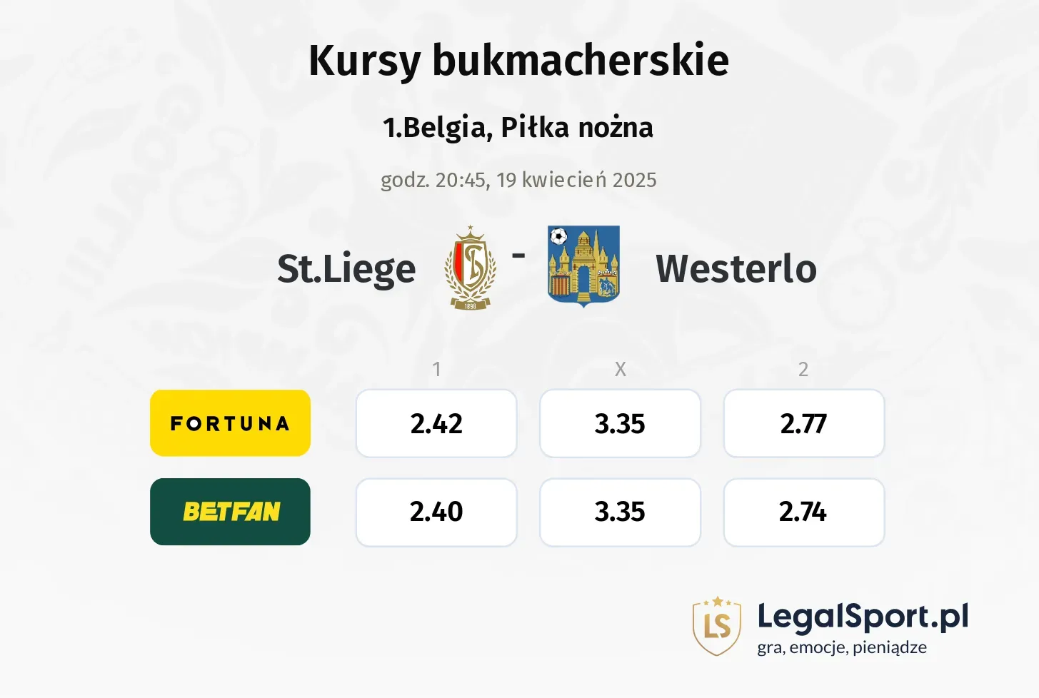 St.Liege - Westerlo typy, kursy