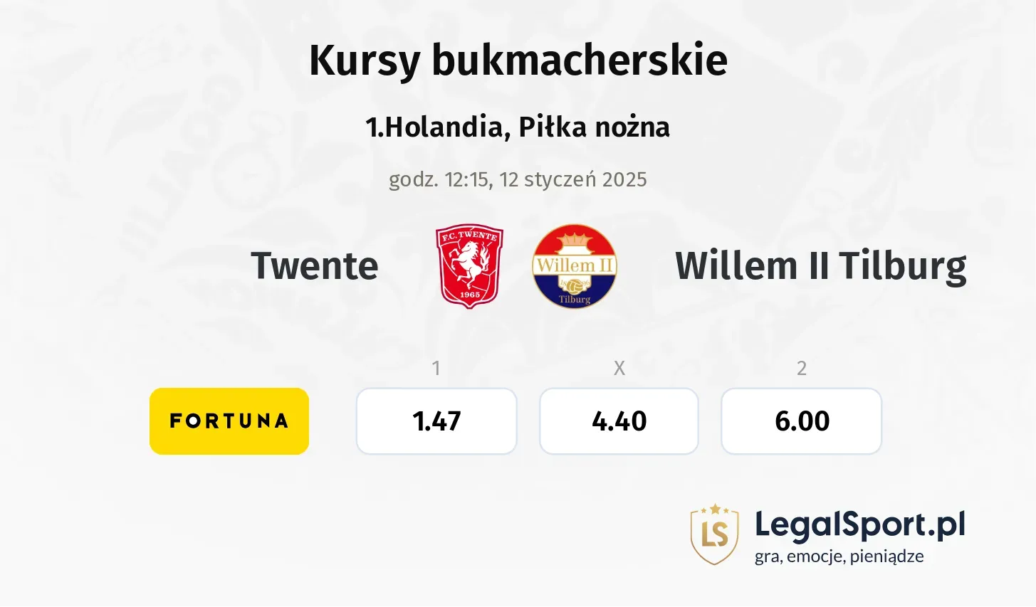Twente - Willem II Tilburg typy, kursy