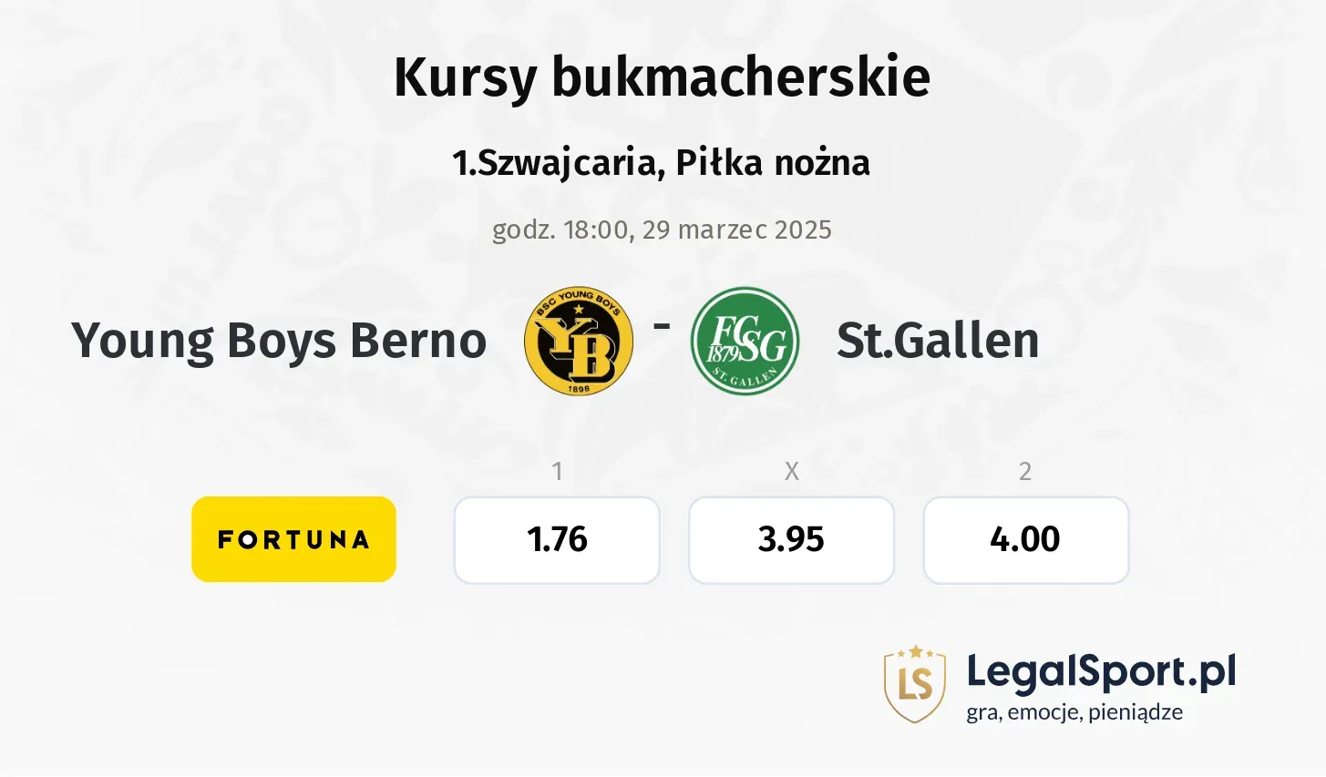 Young Boys Berno - St.Gallen typy, kursy