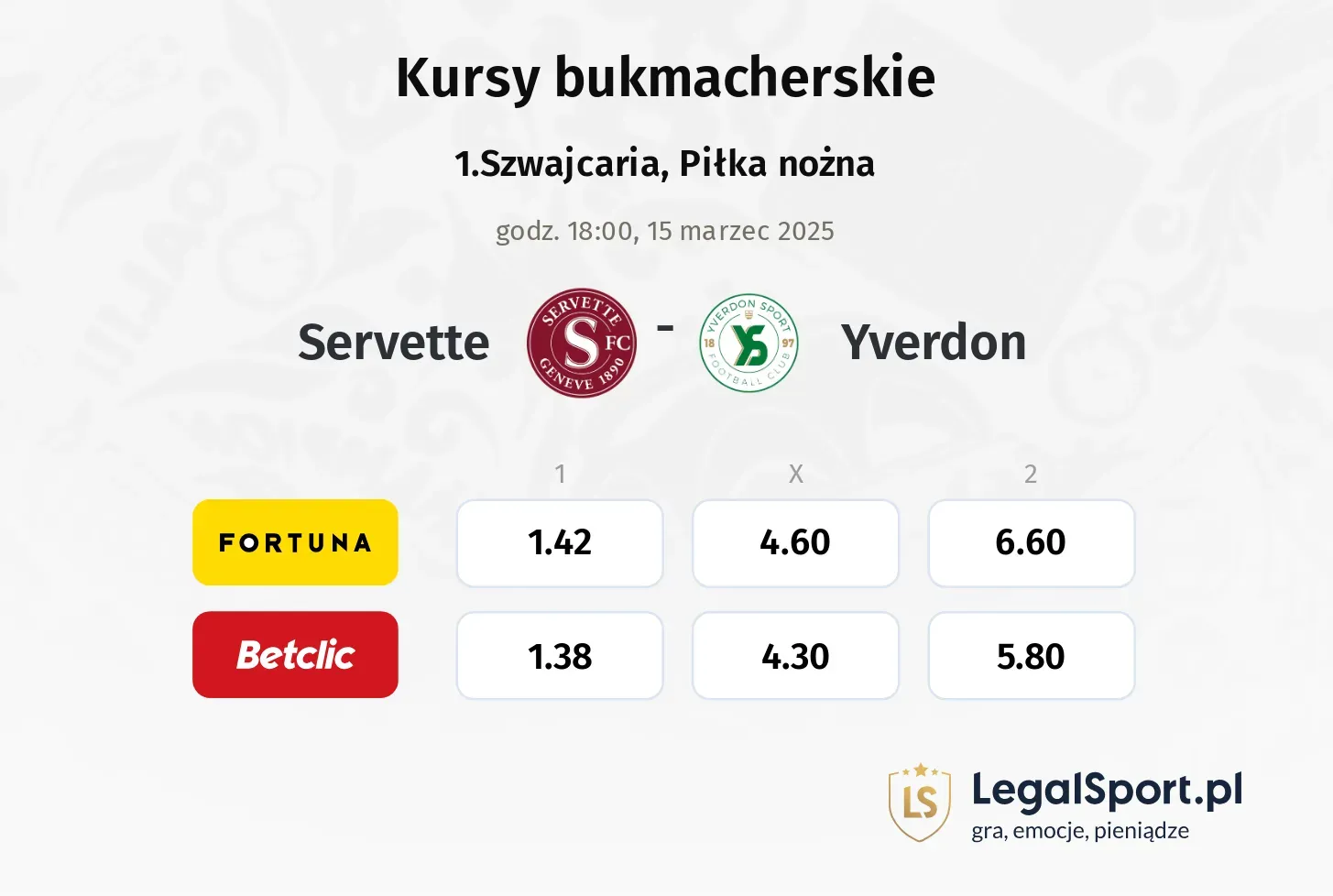 Servette - Yverdon typy, kursy