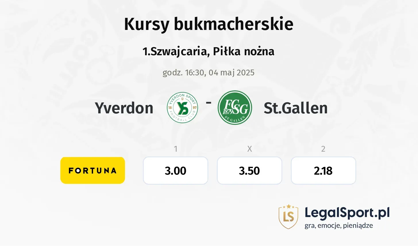 Yverdon - St.Gallen typy, kursy