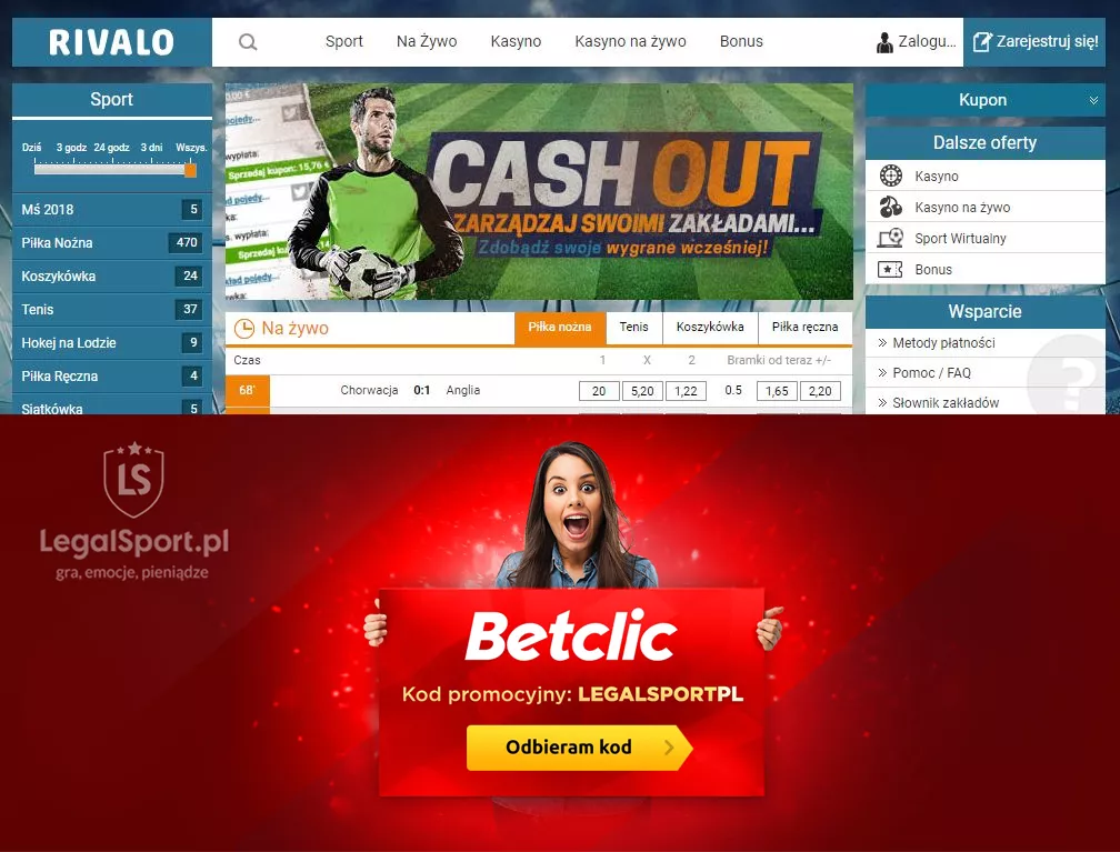 Betclic kod promocyjny zamiast nielegalnego kodu Rivalo