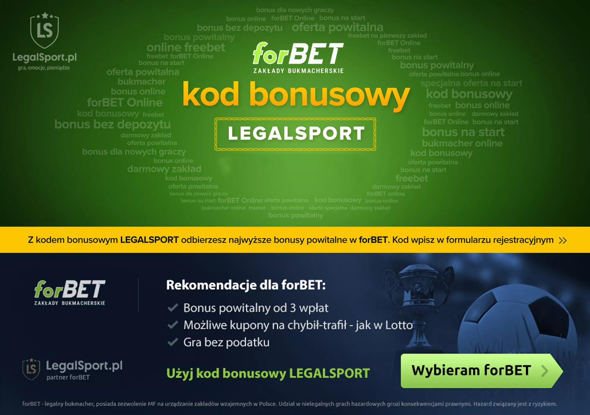 Legalny operator Forbet akceptuje kod promocyjny