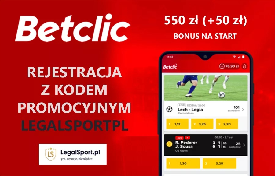 Rejestracja nowe konta u bukmachera, należy użyć kod promocyjny