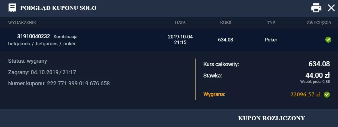 STS Betgames wysokie wygrane. Graj za bonus na nowe konto 25 zł (za kod)