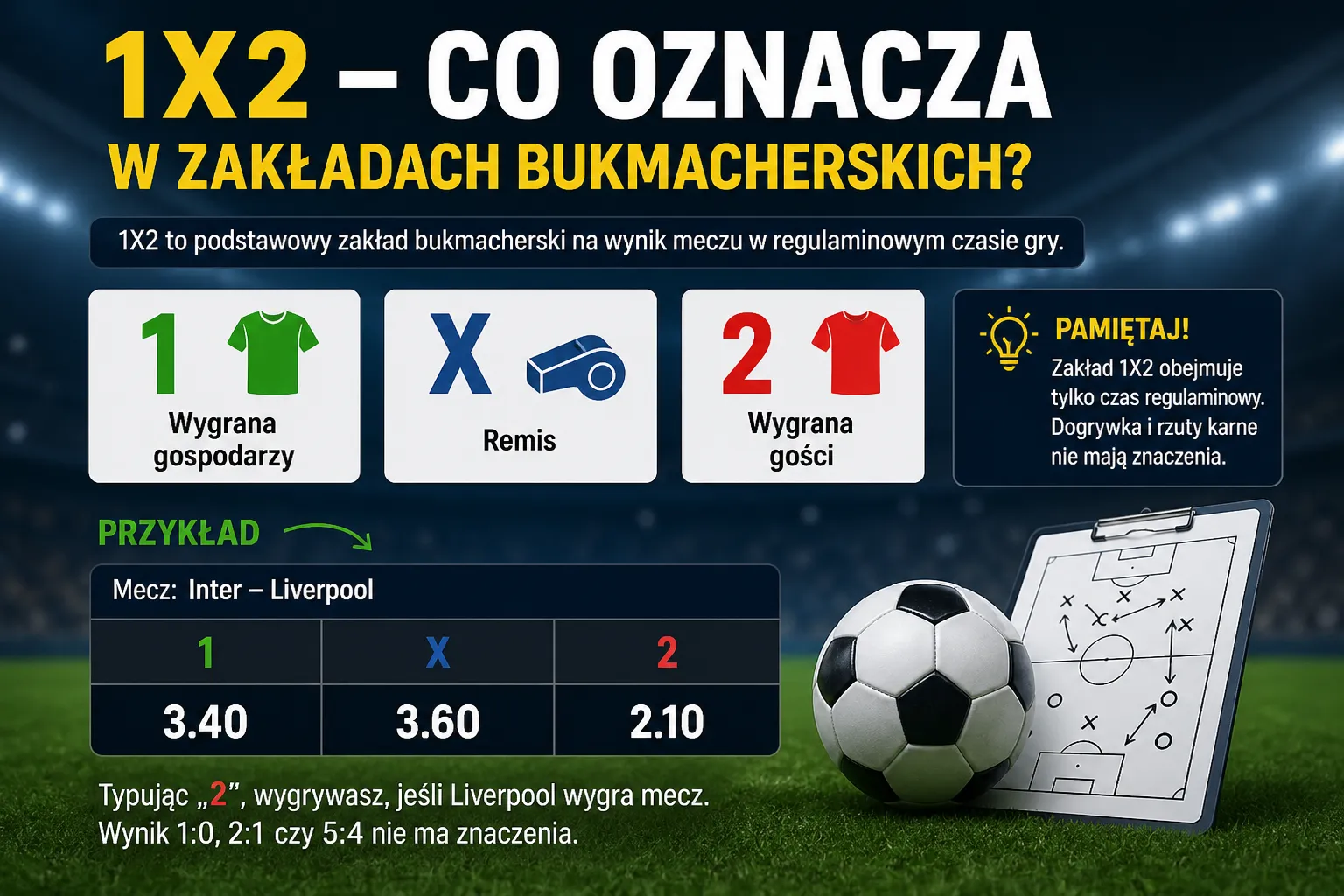 Oznaczenia w zakładzie 1X2 + przykład