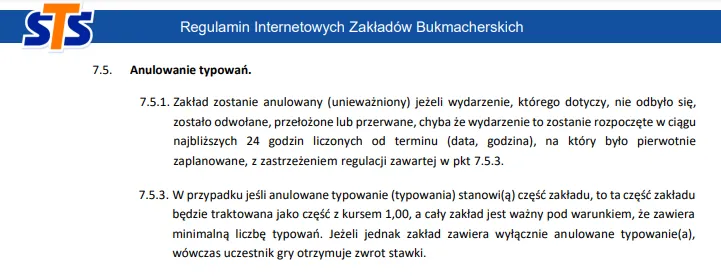 Jak STS rozlicza zakłady na przełożone wydarzenie sportowe