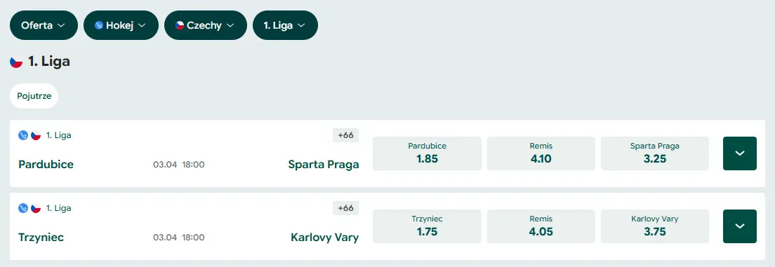 Hokej kursy na zwycięzcę w BETFAN