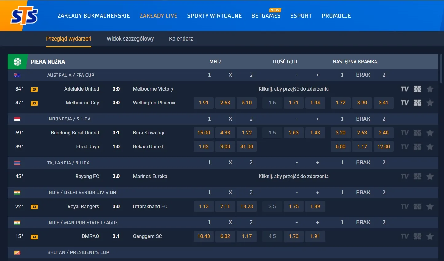 Oferta zakładów LIVE w Star-Typ Sport