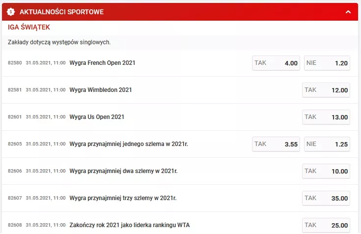 Superbet online - typy specjalne na tenis