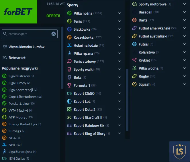Bogata oferta dysycplin sportowych w forBET Zakłady Bukmacherskie