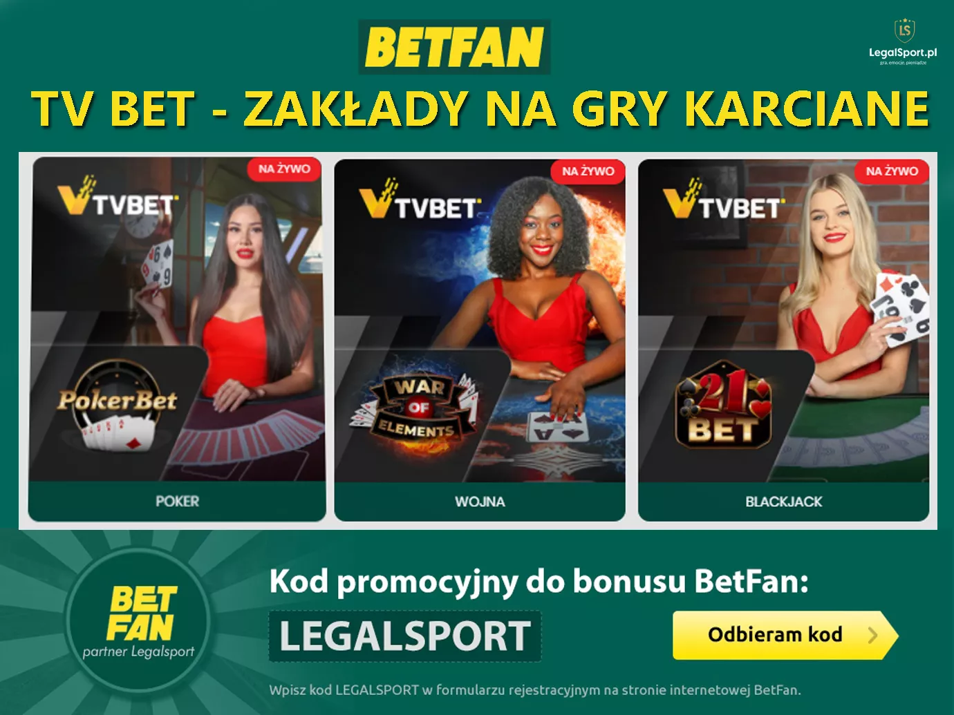 BETFAN TV Bet zakłady na poker, wojnę, blackjack