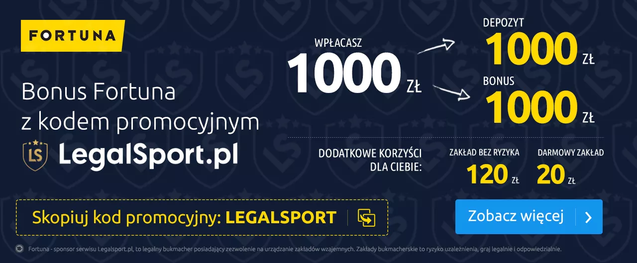 Bonus powitalny na start dla graczy w Fortuna: opcja dostępna po aktywacji kodu bonusowego LEGLSPORT