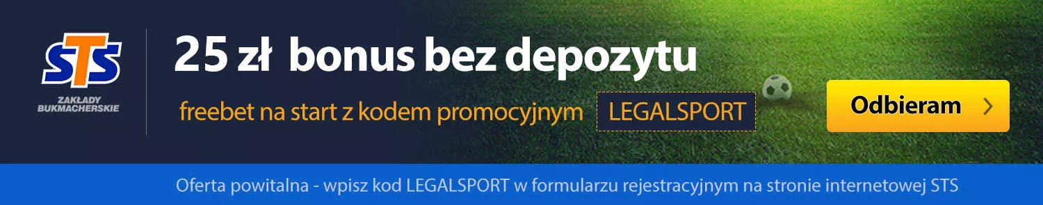 Bonus bez depozytu w STS Zakłady Bukmacherskie - freebet 25 zł na start za kod