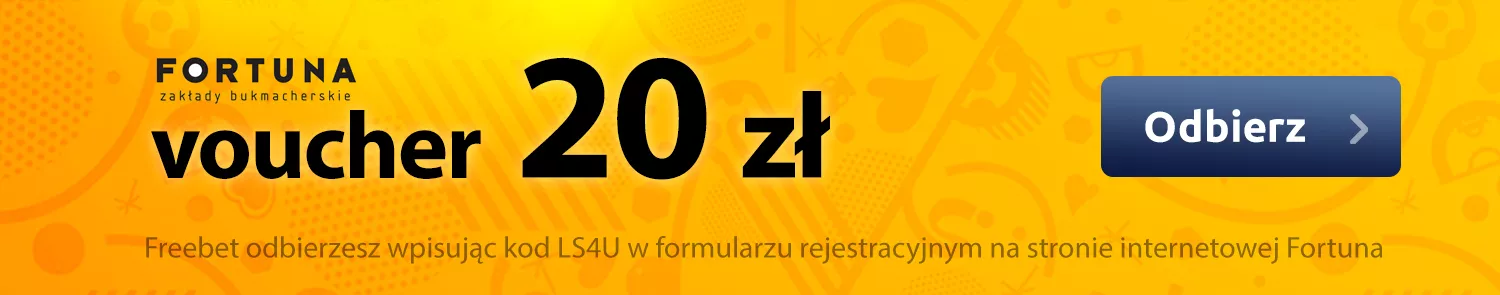 Okazjonalny voucher na 20 zł od zakładów bukmacherskich Fortuna