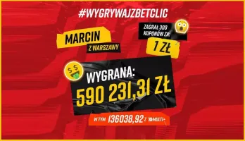 299 kuponów i wygrana 590 000 zł 