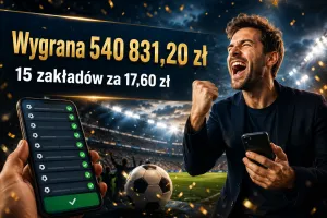 Za 17,60 zł wygrał 540 831 zł. Piłkarski kupon AKO15 wszedł bezbłędnie