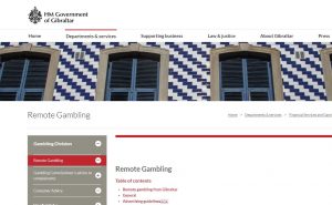 screen strony Government of Gibraltar’s Gambling Division