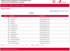 screen z rejestru domen zakazanych