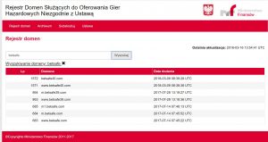 screen rejestru domen zakazanych z wynikami betsafe