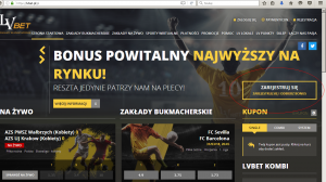 screen strony internetowej LVbet z guzikiem rejestracji