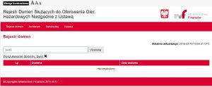 screen z rejestru domen zakazanych