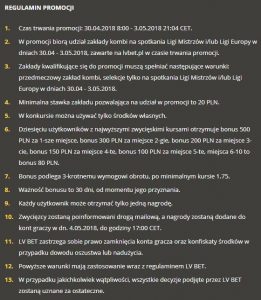 screen regulaminu promocji LVbet