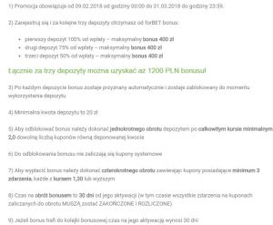 screen regulaminu bonusu na start forBET