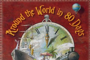 fragment okładki książki „W 80 dni dookoła świata” Juliusza Verne’a