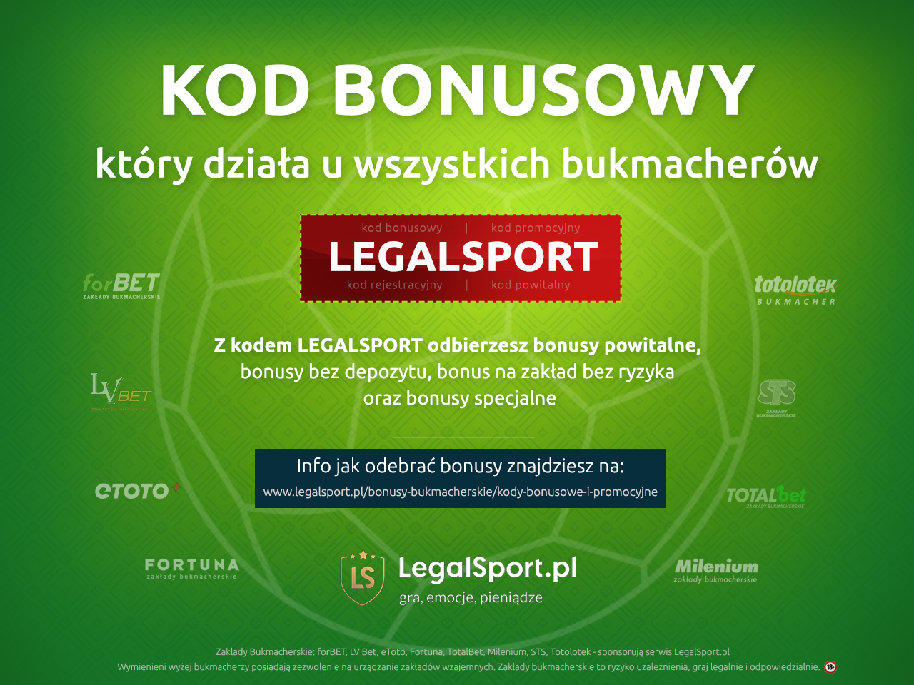 Kod bonusowy który działa u wszystkich legalnych bukmacherów w Polsce