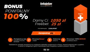 kod LEGALSPORT na bonusy w Totolotku 1050 zł na start i freebet 25 zł - bonus Totolotka na mundial