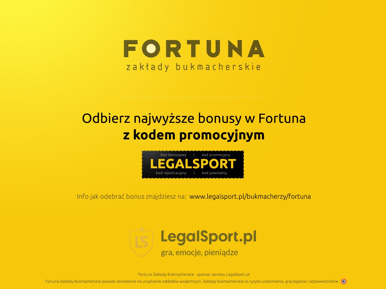 Bukmacher Fortuna i kod promocji LEGALSPORT