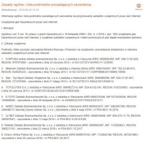 Legalni bukmacherzy - spis Ministerstwa Finansów Lista legalnych bukmacherów MF