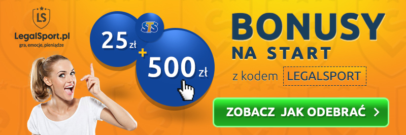 Bonus 525 zl na zakłady piłkarskie Bonus z kodem promocyjnym u bukmachera STS - 500 zł + 25 zł