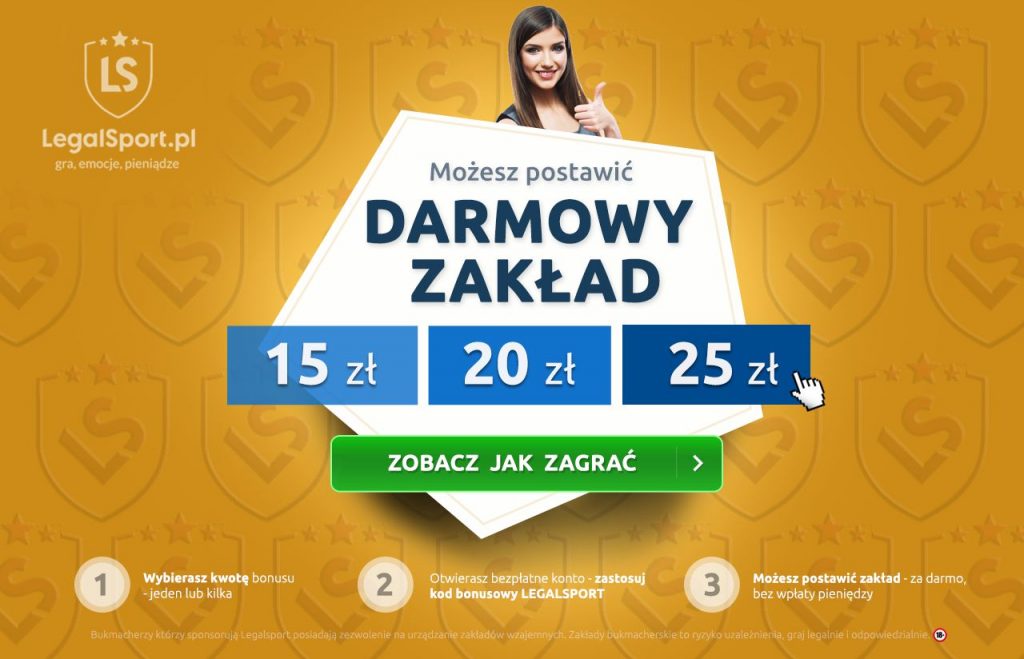 Darmowy zakład za 25 zł? Graj za darmo z kodem promocyjnym LEGALSPORT