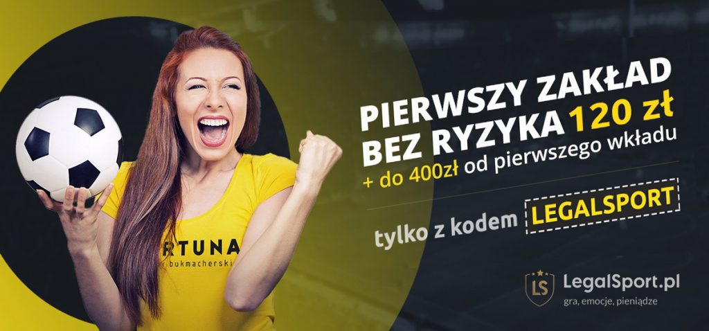Fortuna - bukmacher który oferuje 120 zł i 400 zł z kodem bonusowym LEGALSPORT Fortuna Zakłady Bukmacherskie oferują najwyższe bonusy z kodem promocyjnym LEGALSPORT - 120 zł + 400 zł