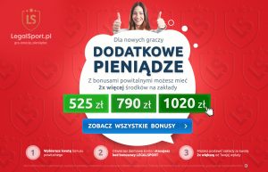 Dodatkowe pieniądze na start z kodem promocyjnym LEGALSPORT Dodatkowe pieniądze od bukmachera otrzymasz po wpisaniu kodu promocyjnego LEGALSPORT